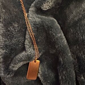 Gold Plated Dog Tag Pendant Necklace